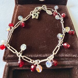 Dazzling Silver and Red Beaded Bracelet